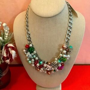 Betsey Johnson Christmas Holiday Baubles Bib Necklace New
